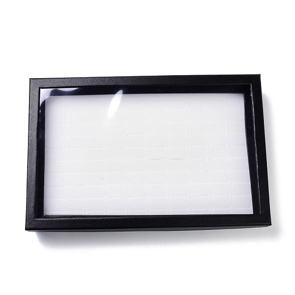 

PandaHall 100 Slot Rectangle Cardboard Jewelry Ring Boxes, with Clear PVC Window and White Sponge, Black, 29x19x3.95cm, Inner Diameter...