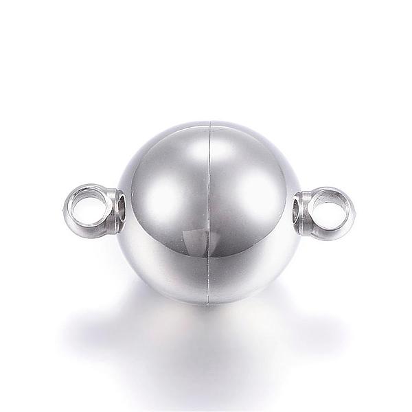 

PandaHall 304 Stainless Steel Magnetic Clasps with Loops, Round, Stainless Steel Color, 22x14mm, Hole: 2.5mm 304 Stainless Steel Round