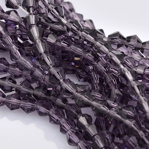 

PandaHall Faceted Bicone Glass Beads Strands, Dark Slate Blue, 4x4mm, Hole: 1mm, about 92~96pcs/strand, 13.78~14.37 inch Glass Bicone