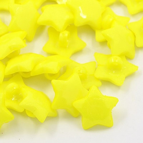

PandaHall Acrylic Shank Buttons, 1-Hole, Dyed, Faceted, Star, Yellow, 16x3mm, Hole: 3mm Acrylic Star Yellow