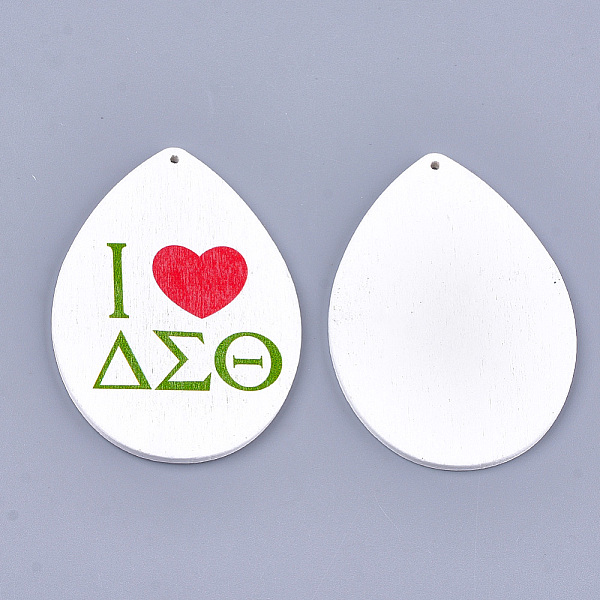 

PandaHall Printed Wooden Big Pendants, Dyed, Teardrop with Heart & Word, Lime Green, 64.5x46x2.5mm, Hole: 1.2mm Wood Teardrop Green