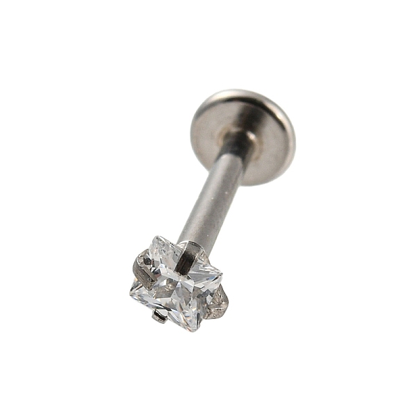 

PandaHall 304 Stainless Steel Threaded Flatback Earrings, Cubic Zirconia Cartilage Earrings, Clear, 11x4mm, Square: 3.5x3.5mm Cubic Zirconia...