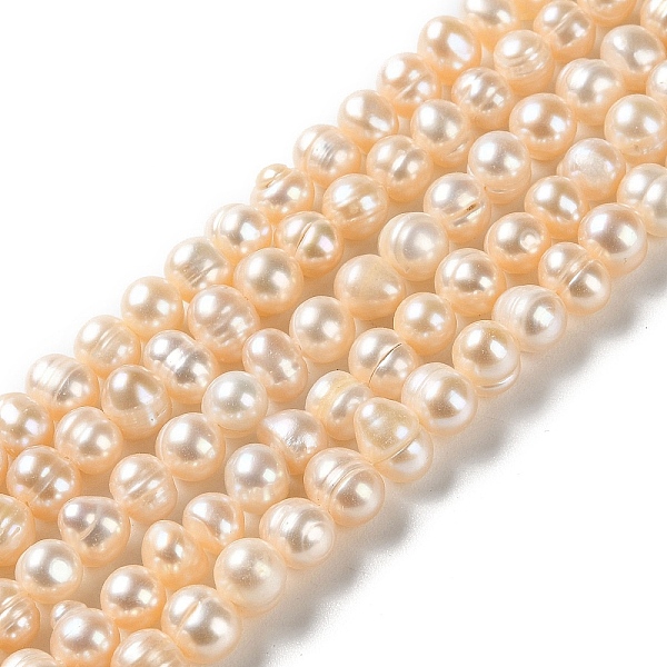 

PandaHall Natural Cultured Freshwater Pearl Beads Strands, Potato, Grade A, Bisque, 6~7x6~6.5mm, Hole: 0.6mm, about 54~57pcs/strand..., Orange