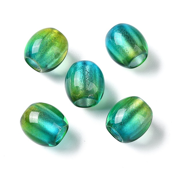 

PandaHall Painted Acrylic Beads, with Glitter Powder, Oval, Cyan, 11x11.5mm, Hole: 5mm Acrylic Oval Cyan