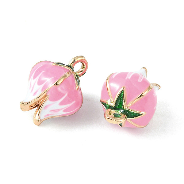 

PandaHall Brass Enamel Charms, Light Gold, Bud Charm, Hot Pink, 13x9mm, Hole: 1.5mm Brass+Enamel Others