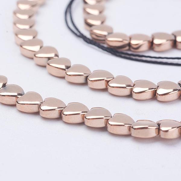 PandaHall Electroplate Non-Magnetic Synthetic Hematite Beads Strands, Heart, Rose Gold Plated, 4x4x2mm, Hole: 0.8mm, about 112pcs/strand...