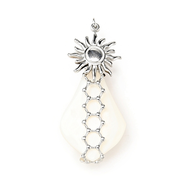 

PandaHall Natural White Shell Pendants, Teardrop Charm, with Stainless Steel Color Plated 304 Stainless Steel Sun Findings and Jump Ring...