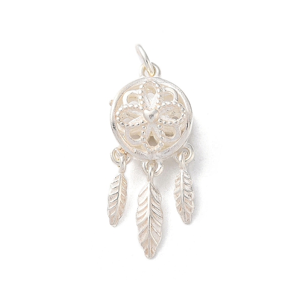 

PandaHall 925 Sterling Silver Pendants, Woven Web/Net with Feather Charms with Jump Rings, Silver Color, Flower, 25x11.5x7mm, Hole: 3.6mm...