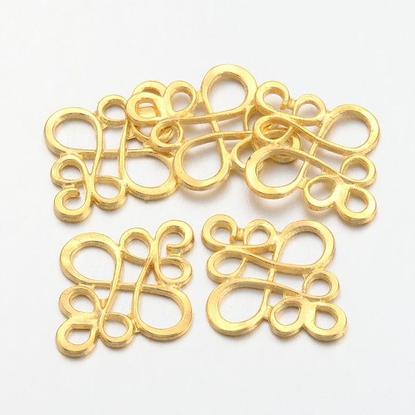 

PandaHall Tibetan Style Links Connectors, Cadmium Free & Lead Free , Chinese knot, Golden, 22x18.5x1mm, Hole: 2.5x3mm Alloy Others