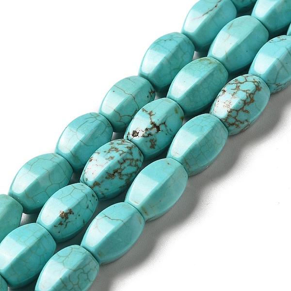 

PandaHall Natural Howlite Beads Strands, Dyed, Faceted, Drum, Turquoise, 12x9x8.5mm, Hole: 1.2mm, about 34pcs/strand, 15.91 inch(40.4cm)..., Green