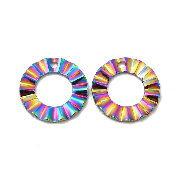 

PandaHall Ion Plating(IP) 304 Stainless Steel Pendants, Round Ring Charm, Rainbow Color, 18x3mm, Hole: 1.8mm 304 Stainless Steel Ring