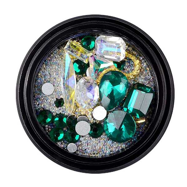 

PandaHall Point Back Rhinestone & Crystal AB Rhinestone & Tiny Caviar Nail Beads, Nail Art Decoration Accessories, Mixed Shapes, Emerald..., Green