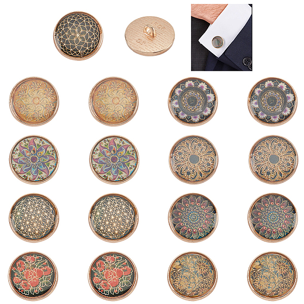 PandaHall PH 18pcs 9 Styles Buttons for Sewing Flower Round Buttons Vintage Antique Enamel Buttons Blazer Button Set for DIY Sewing...