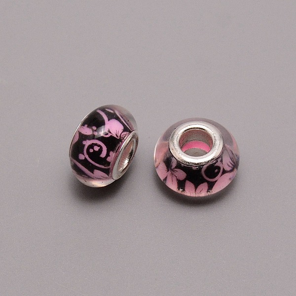 

PandaHall Acrylic European Beads, Large Hole Beads, Printing, Rondelle, Pink, 14x9mm, Hole: 5mm Acrylic Rondelle Pink