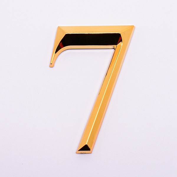 

PandaHall Plastic & PVC Number Sign Labels, Gold, Num.7, 7: 75x46x8mm Plastic Gold
