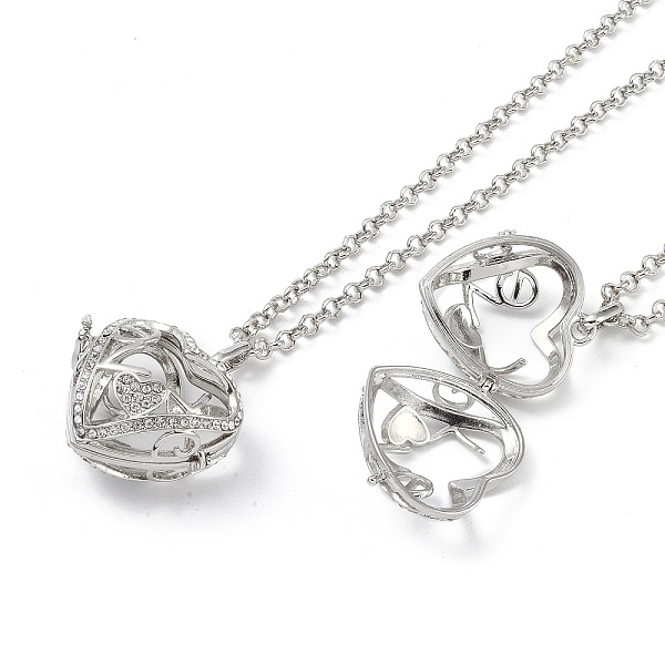 

PandaHall Brass with Rhinestone Pendant Necklaces, Iron Rolo Chains, Heart, Platinum, 31.89 inch(810mm) Brass Heart Clear