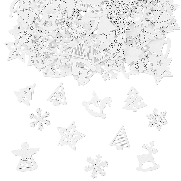 

PandaHall SUPERFINDINGS Unfinished Wooden Blank Cutouts, Wooden Slices for Painting Arts, Home Decor, White, Snowflake/Tree/Star, White...