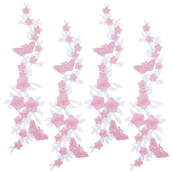 

PandaHall GORGECRAFT 4PCS Embroidered Butterfly Patches and Flowers Floral Iron on Patches Sew on Patches for Clothes Neckline Embellishment..., Pink