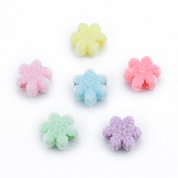 

PandaHall Christmas Opaque Resin Beads, Flocky Snowflake, Mixed Color, 13x15x6mm, Hole: 3.5mm Resin Snowflake Multicolor