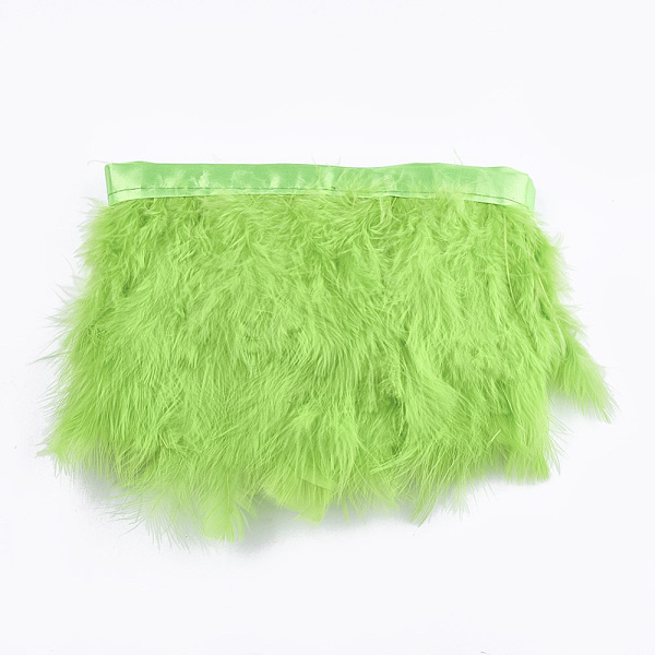 

PandaHall Turkey Feather Fringe Trimming, Costume Accessories, Dyed, Lime, 120~180mm, about 2m/bag Feather Feather Green