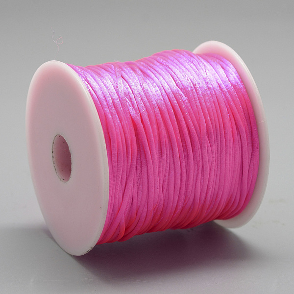 

PandaHall Nylon Thread, Rattail Satin Cord, Light Coral, about 1mm, about 76.55 yards(70m)/roll Nylon Red