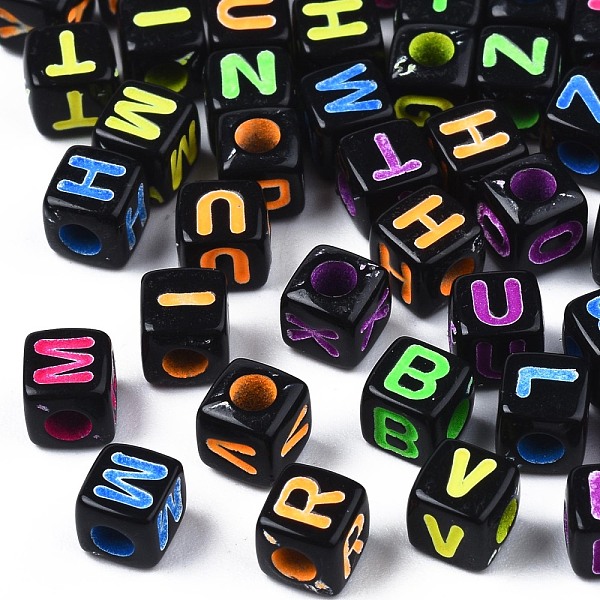 

PandaHall Opaque Acrylic Beads, Cube with Random Mixed Letters, Mixed Color, 4x4x4.5mm, Hole: 2mm, about 5000pcs/500g Acrylic Letter..., Multicolor