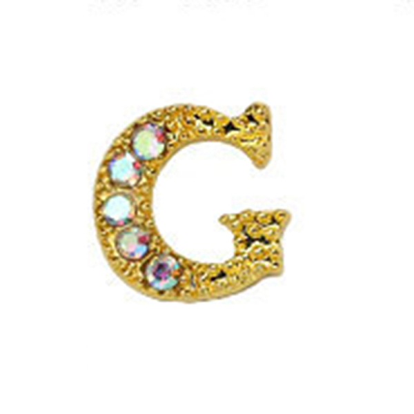 

PandaHall Alloy Gold Rhinetone Letters Nail Stud Cabochons, 3D Capital Alphabet, for Women Girls DIY Making Nail Art Design, Letter.G..., Clear