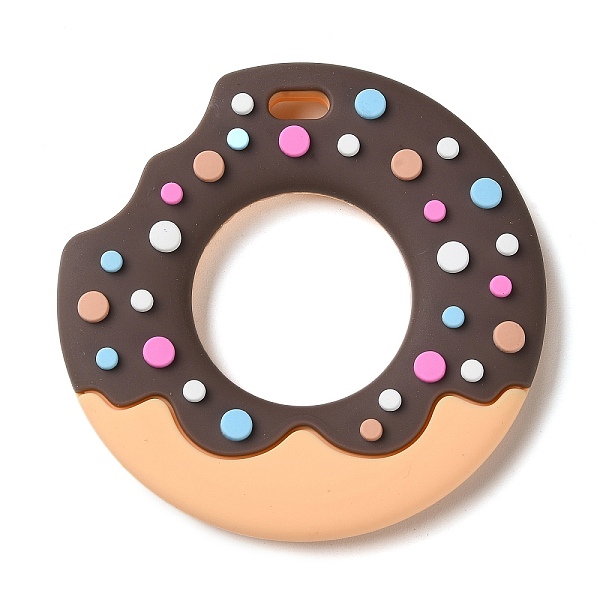 

PandaHall Donut Food Grade Eco-Friendly Silicone Focal Beads, Chewing Beads For Teethers, DIY Teether Beads, Coconut Brown, 77x11mm, Hole...