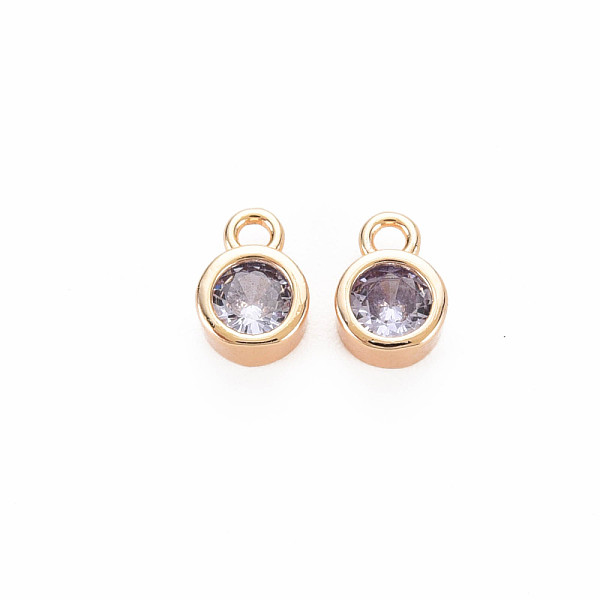 

PandaHall Brass Charms, with Rhinestone, Nickel Free, Real 18K Gold Plated, Flat Round, Alexandrite, 8x5x3mm, Hole: 1.4mm Brass+Rhinestone..., Purple