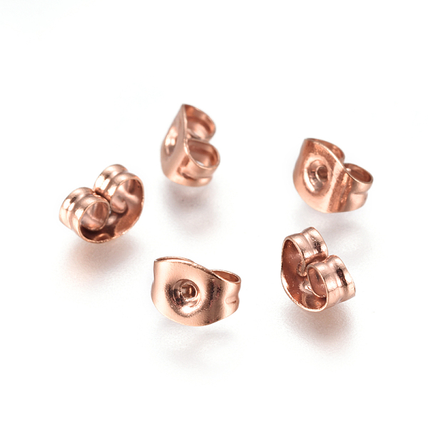 

PandaHall 304 Stainless Steel Ear Nuts, Butterfly Earring Backs for Post Earrings, Rose Gold, 4.5x6x3mm, Hole: 0.7mm 304 Stainless Steel