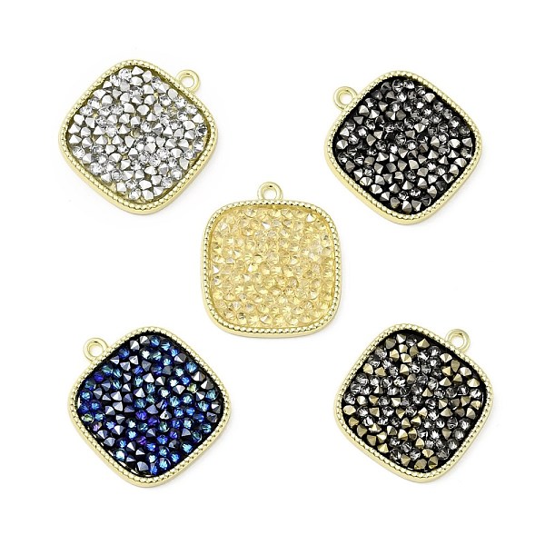 

PandaHall Rhinestone Pendants, with Light Gold Plated Brass Findings, Square, Cadmium Free & Lead Free, Mixed Color, 23.5x20.5x2.5mm, Hole..., Multicolor