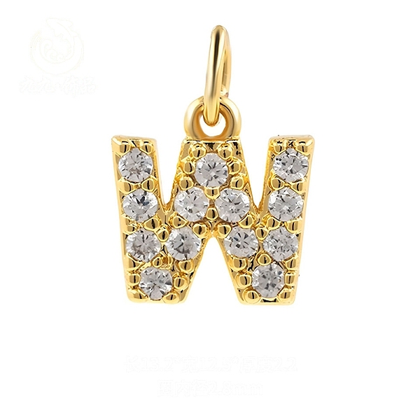 

PandaHall Brass Cubic Zirconia Pendants with Jump Rings, Real 18K Gold Plated, Letter W, 13.2x12.5x2.2mm, Hole: 2.8mm Brass+Cubic Zirconia..., Clear