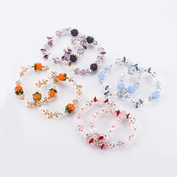 

PandaHall Faceted Glass Beads Stretch Bracelets, Womens Fashion Handmade Jewelry, Mixed Color, Inner Diameter: 2 inch(5cm) Glass Multicolor