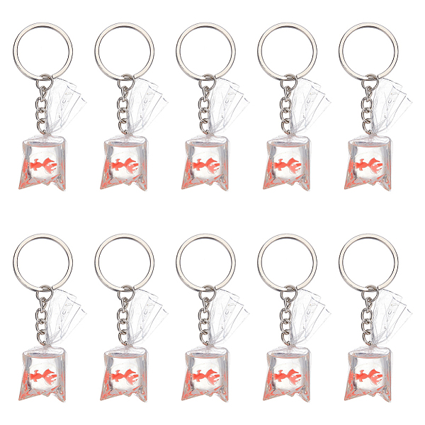 

PandaHall 10 Sets Resin Goldfish Charms with Key Ring, 10 Pcs Orange Resin Fish Charms Pendants 3D Goldfish Water Bag Charms with 10 Pcs...