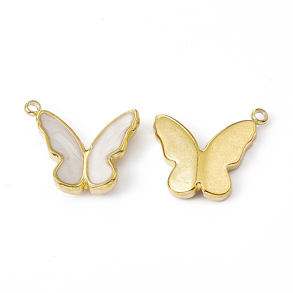 

PandaHall Real 18K Gold Plated Vacuum Plating 201 Stainless Steel Enamel Pendants, Butterfly Charm, White, 14x16x3.3mm, Hole: 1.4mm...