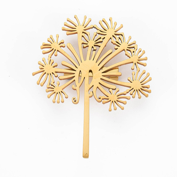 PandaHall Dandelion Brooch, 201 Stainless Steel Flower Lapel Pin for Backpack Clothes, Nickel Free & Lead Free, Golden, 52.5x41.5x6.5mm, Pin...