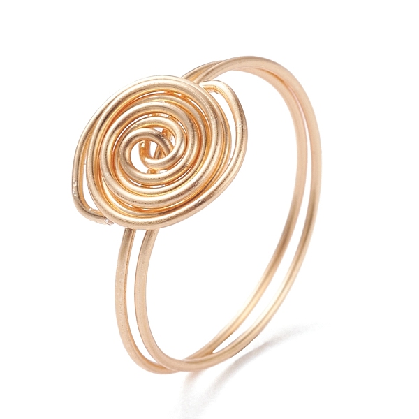 

PandaHall Vortex Flat Round Finger Ring, Brass Wire Wrap Ring for Men Women, Golden, US Size 9(18.9mm) Brass