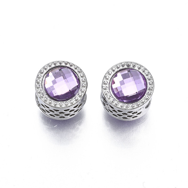 

PandaHall Rack Plating Alloy European Beads, with Resin, Large Hole Beads, Cadmium Free & Lead Free, Column, Platinum, Medium Orchid...