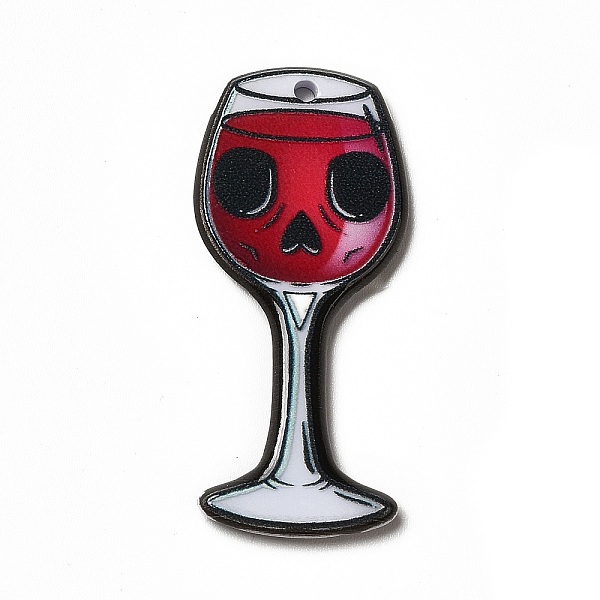 

PandaHall Halloween Printed Acrylic Pendants, Gothic Style Charm, Goblet Pattern, 39x17.5x2.5mm, Hole: 1.8mm Acrylic Tableware Red