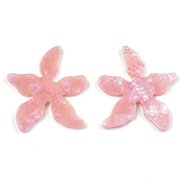 

PandaHall Cellulose Acetate(Resin) Pendants, with Glitter Powder, Flower, Light Coral, 45x40.5x3mm, Hole: 1.4mm Cellulose Acetate Flower Red