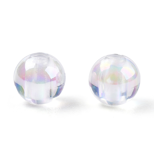 

PandaHall Transparent Acrylic Beads, AB Colors Plated, Round, Clear AB, 6mm, Hole: 1.8mm Acrylic Round White