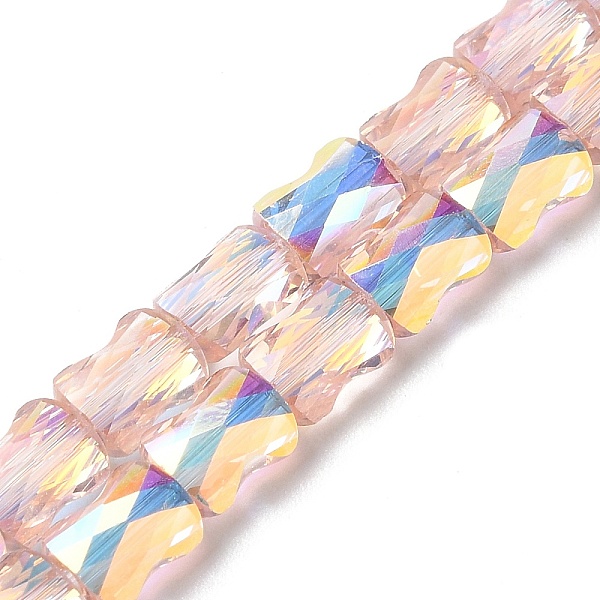 

PandaHall Transparent Electroplate Glass Beads Strands, AB Color Plated, Faceted, Bamboo, Misty Rose, 7.6x5.5~6x4mm, Hole: 1.4mm, about...