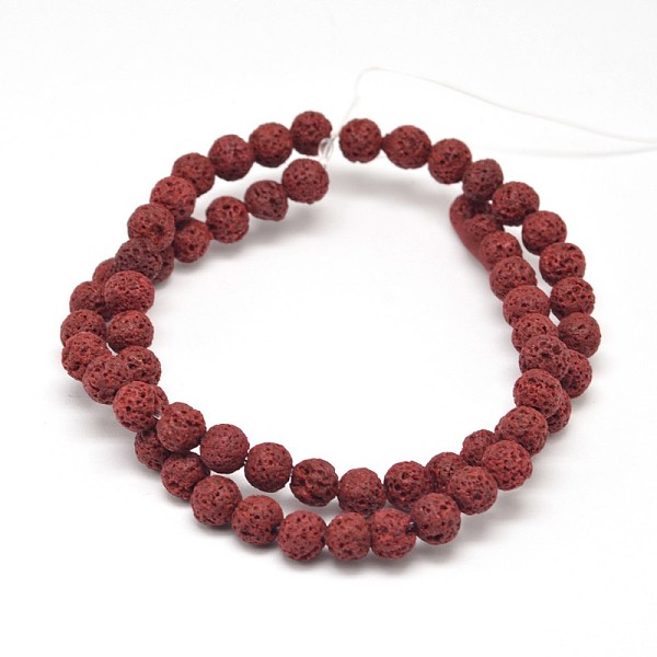 

PandaHall Natural Lava Rock Round Bead Strands, Dyed, Dark Red, 8mm, Hole: 1mm, about 51pcs/strand, 15.75 inch Lava Rock Round Red