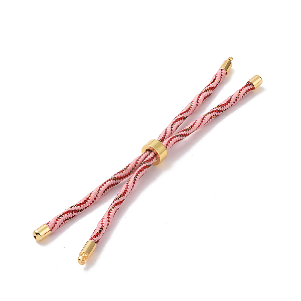 

PandaHall Nylon Cord Silder Bracelets, for Connector Charm Bracelet Making, with Rack Plating Golden Brass Findings, Long-Lasting Plated..., Pink