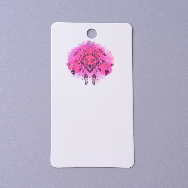 

PandaHall Cardboard Earring Display Cards, Rectangle with Woven Net/Web & Wolf Pattern, White, 9x5x0.04cm, Hole: 1.5mm Paper Rectangle White