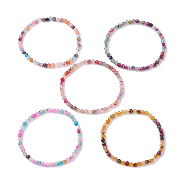 

PandaHall Faceted Natural Agate Bead Stretch Bracelet, Dyed & Heated, Inner Diameter: 2-1/4 inch(5.8cm) Natural Agate