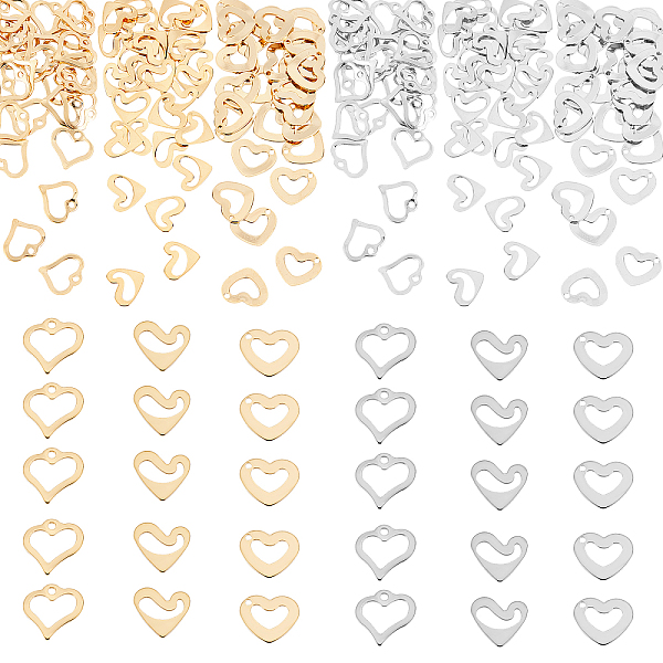 

PandaHall UNICRAFTALE about 180pcs 4 Sizes Hollow Heart Charms 2 Colors Stainless Steel Charms Love Shape Charms for Jewelry Making 7~11mm...