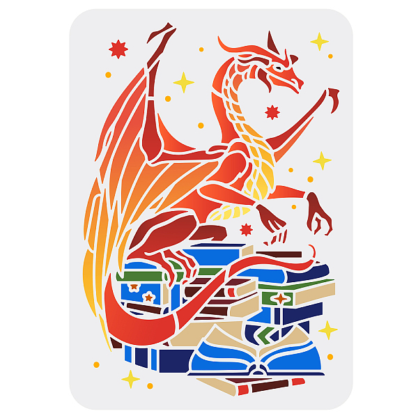 

PandaHall FINGERINSPIRE Dragon Stencil Template 11.7x8.3 inch Books Stencil Plastic Pterosaur Book Stars Pattern Template Reusable Create...