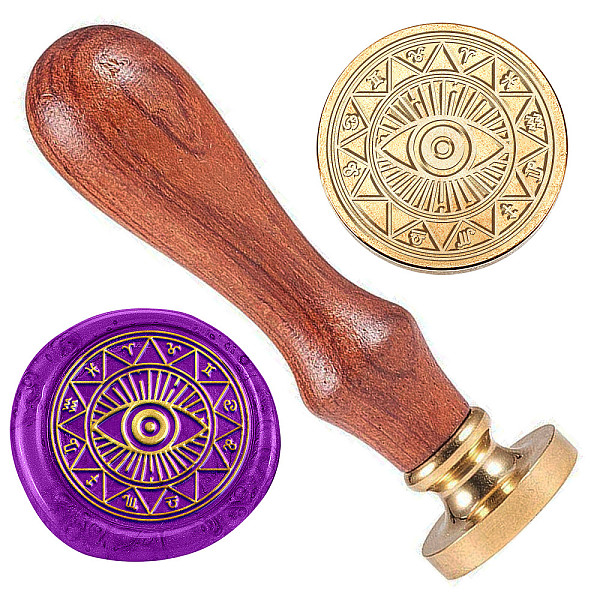 

PandaHall Golden Tone Brass Wax Seal Stamp Head with Wooden Handle, for Envelopes Invitations, Gift Card, Eye, 83x22mm, Stamps: 25x14.5mm...