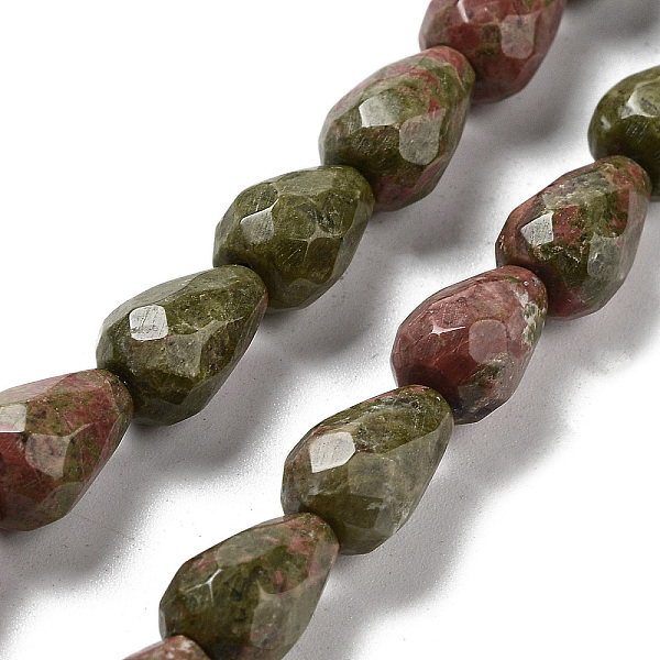 

PandaHall Natural Unakite Beads Strands, Faceted Teardrop, 10x7mm, Hole: 1.2mm, about 20pcs/strand, 7.87''(20cm) Unakite Teardrop